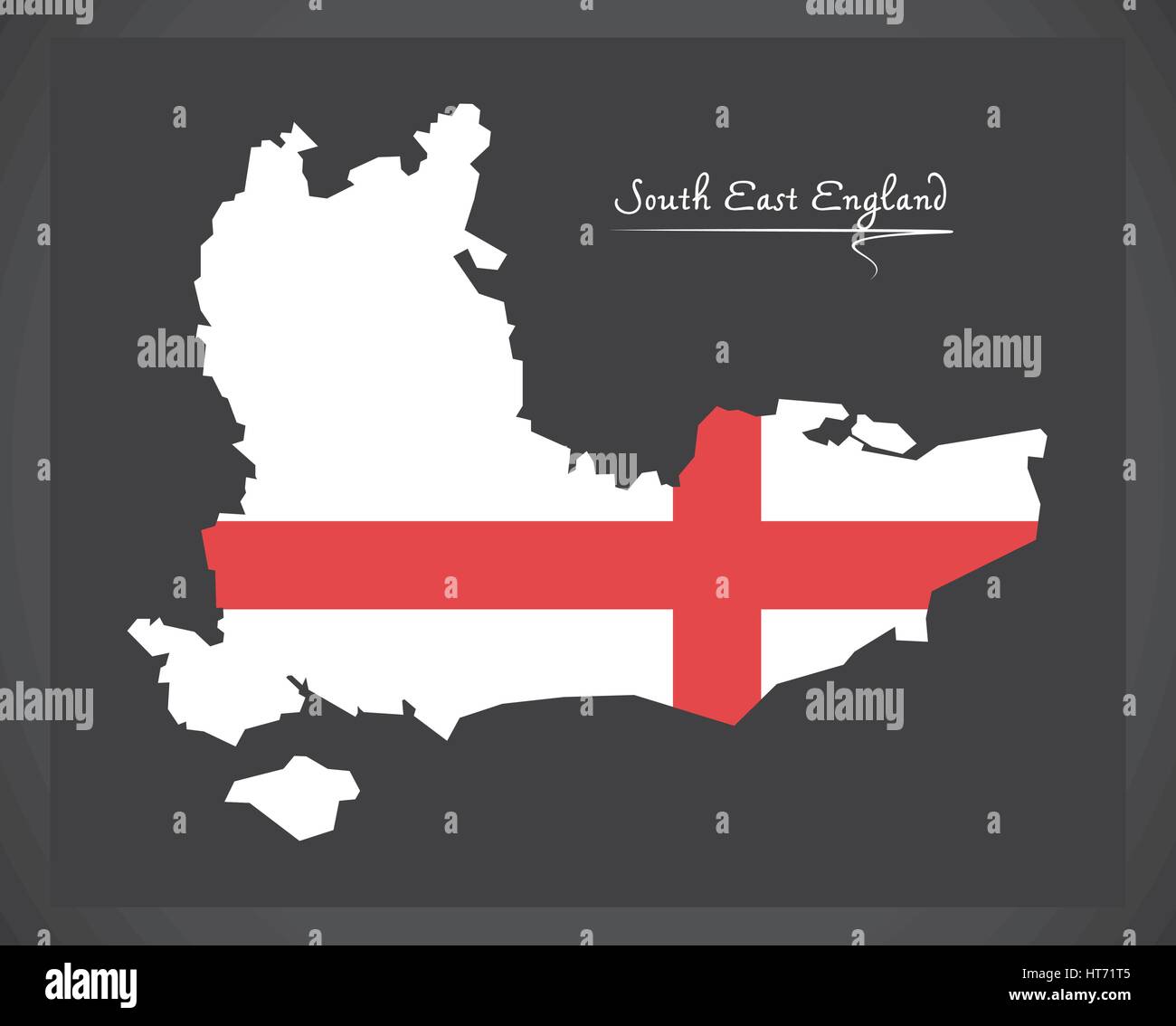 South East England Karte mit Flagge von England Abbildung Stock Vektor