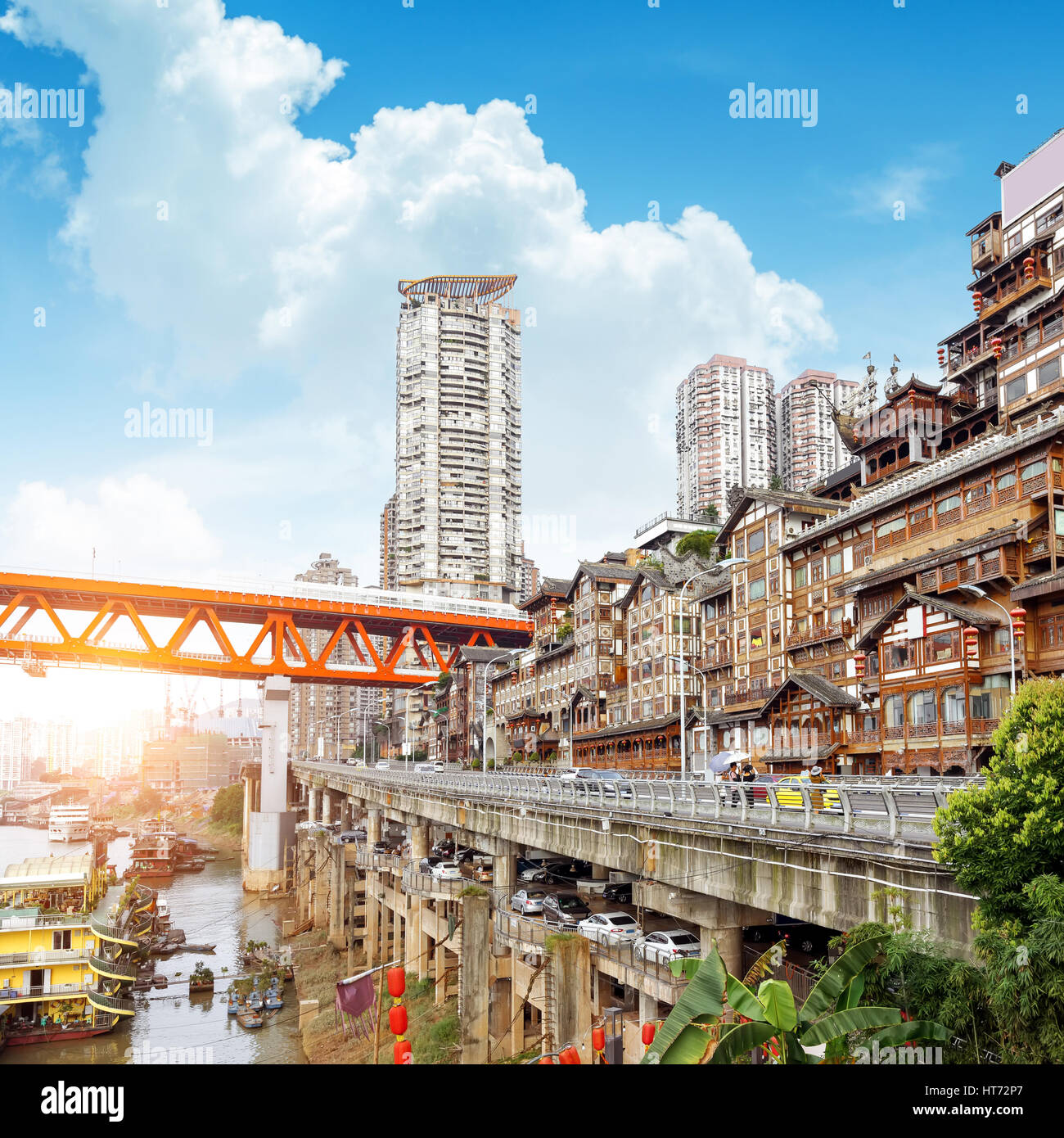 Chongqing, China klassische Architektur: Hongyadong. Stockfoto