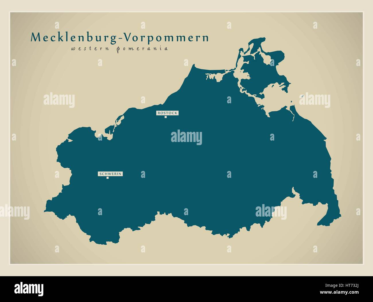 Moderne Landkarte - Mecklenburg-Vorpommern DE neues Design aktualisiert Abbildung Stock Vektor