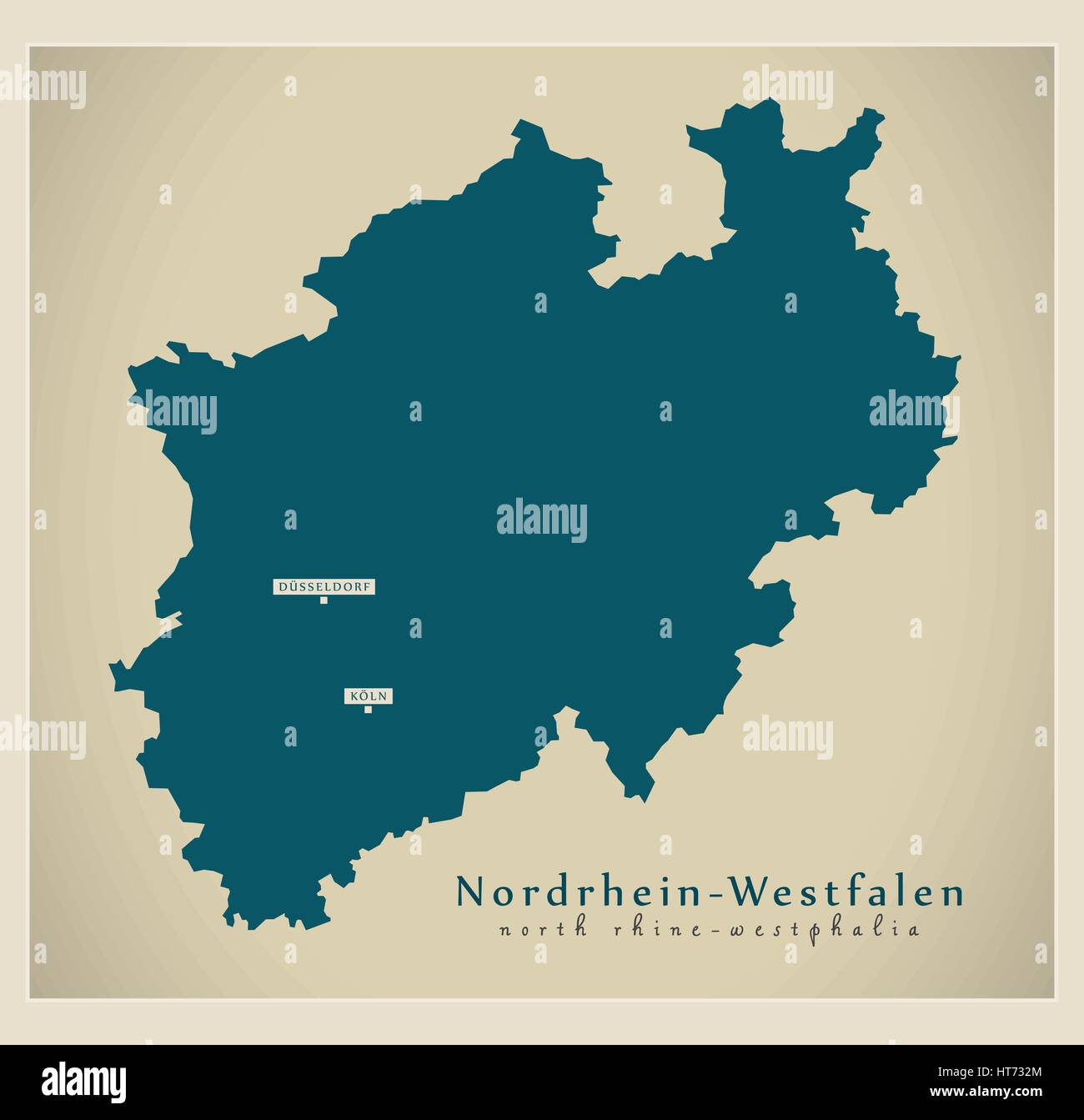 Moderne Landkarte - Nordrhein-Westfalen DE neues Design aktualisiert Abbildung Stock Vektor