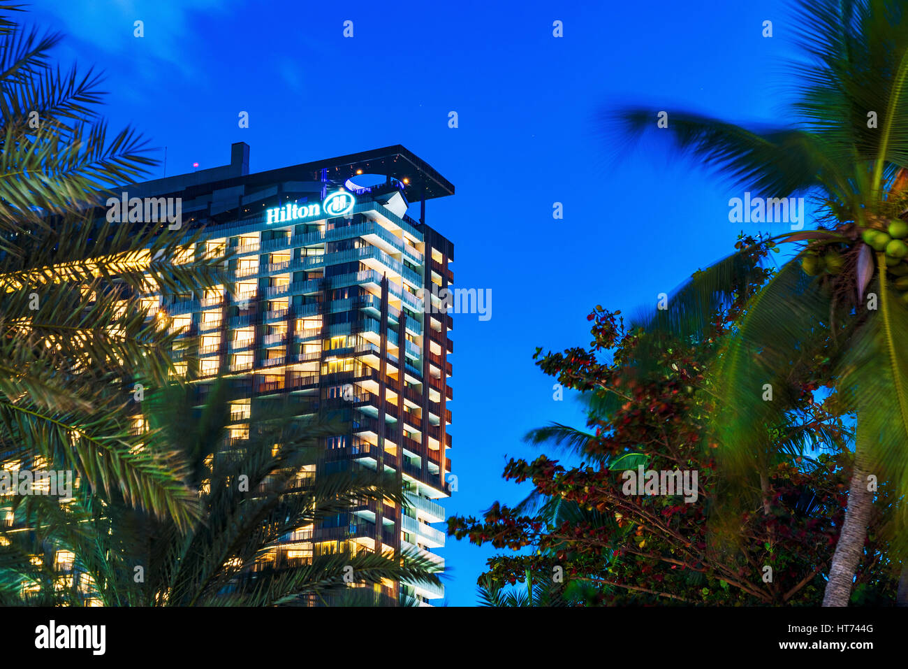 PATTAYA, THAILAND - 27.Januar: Dies ist das Hilton-Hotel in der Stadt von Pattaya. Das Hotel liegt an der Beachroad mit Blick auf das Meer am Januar Stockfoto