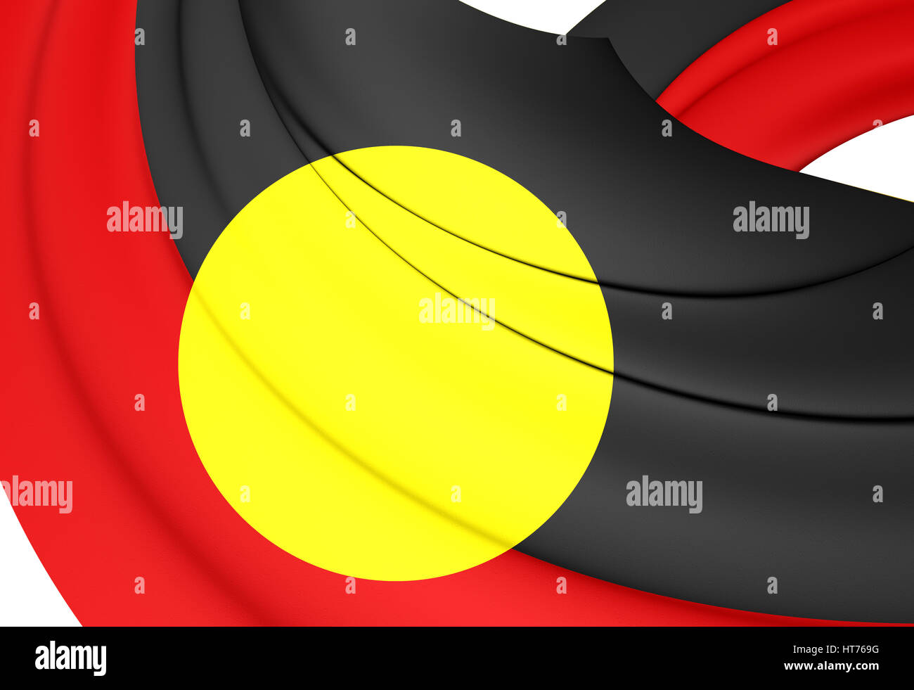 Australische Aborigines Flagge. 3D Illustration. Stockfoto