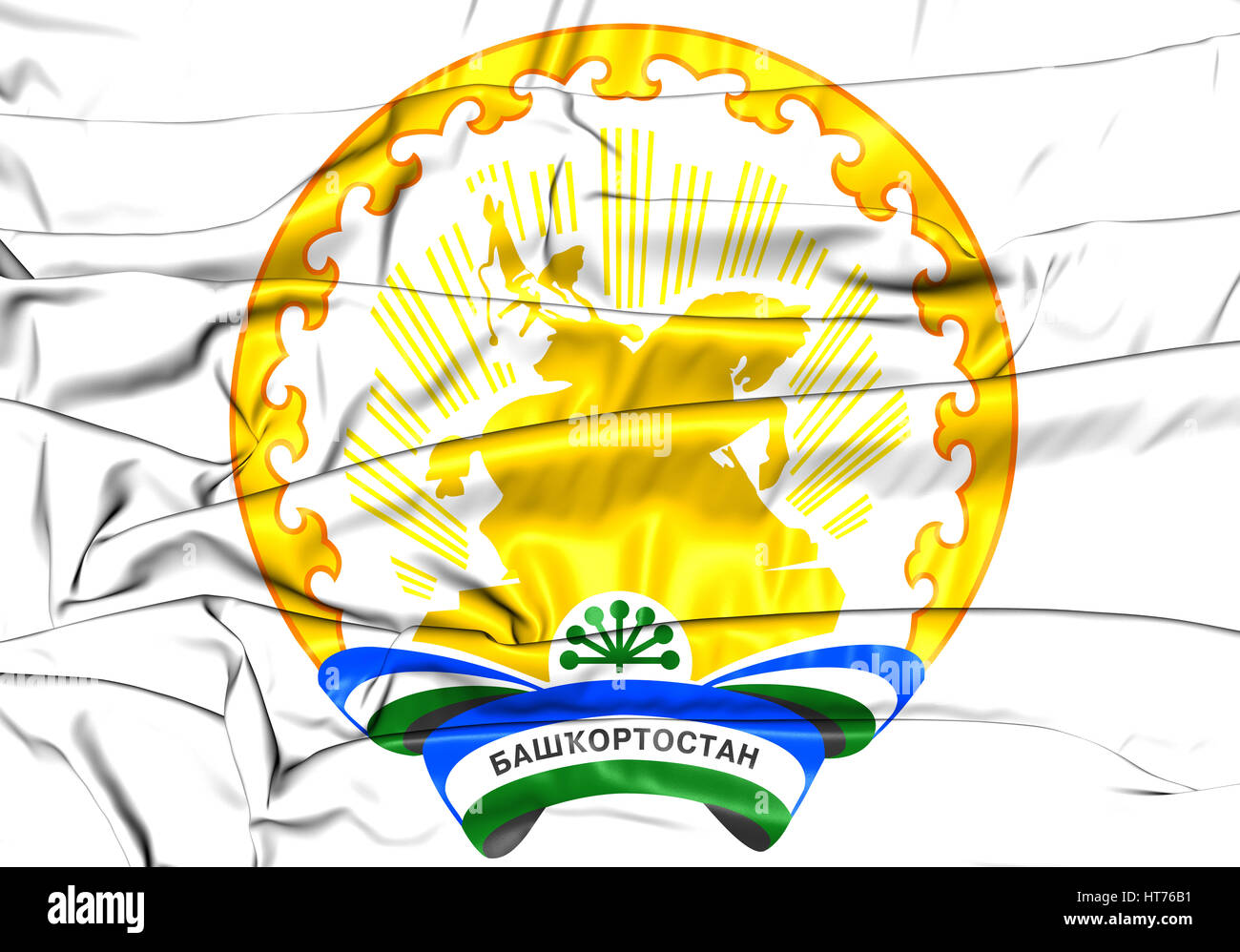 Republik Baschkortostan Wappen, Russland. 3D Illustration. Stockfoto