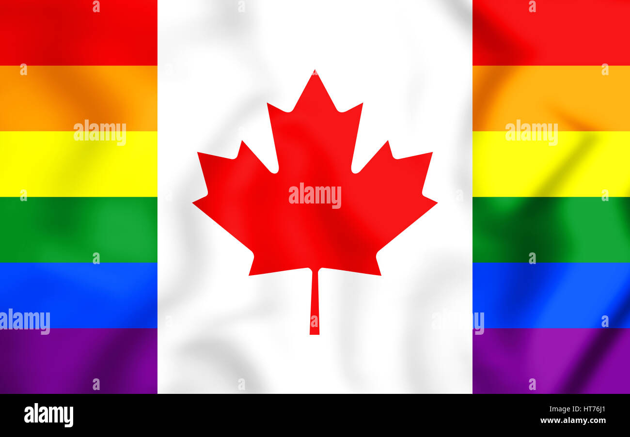3D Kanada Gay Flag. 3D Illustration. Ansicht von vorne. Stockfoto