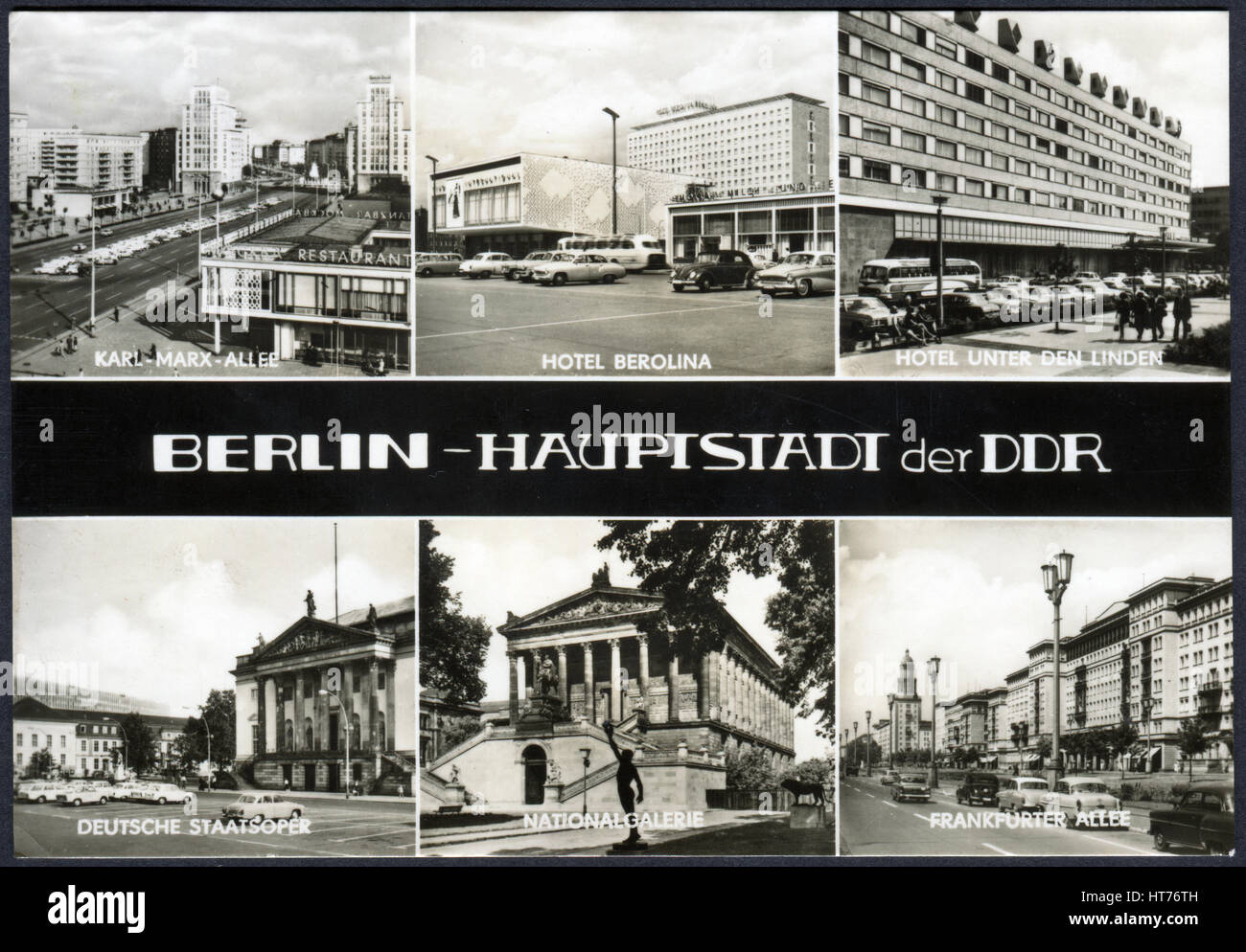 Deutschland - ca. 1968: Eine Postkarte gedruckt in Deutschland, zeigt die Wahrzeichen Berlins, ca. 1968 Stockfoto