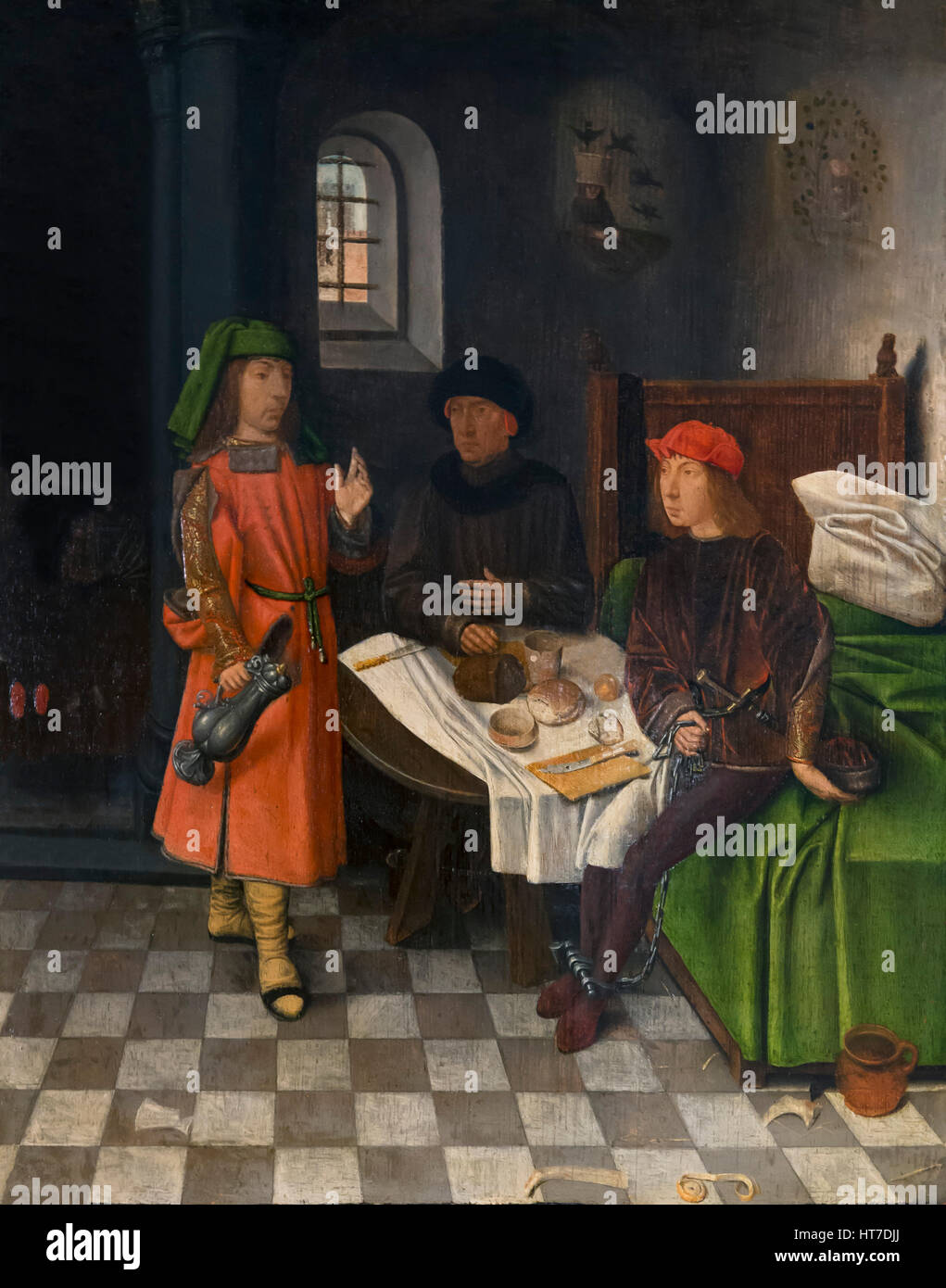 Joseph erklärt die Träume der Bäcker und der Mundschenk von Jan Mostaert, um 1500, Royal Kunstgalerie, Museum Mauritshuis, den Haag, Niederlande Stockfoto