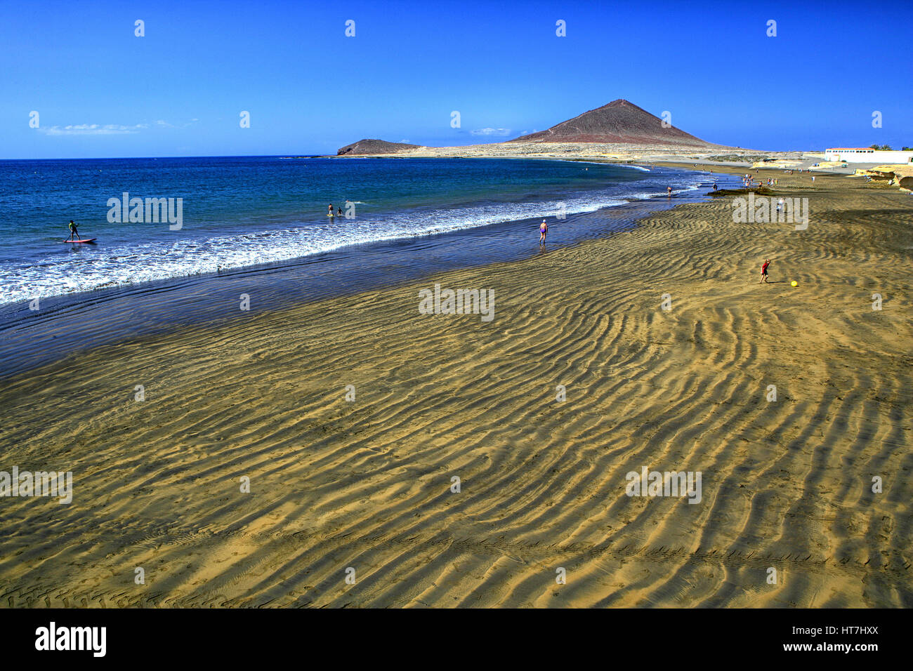 Malerische Aussicht von El Medano Strand auf Teneriffa auf den Kanarischen Inseln Stockfoto