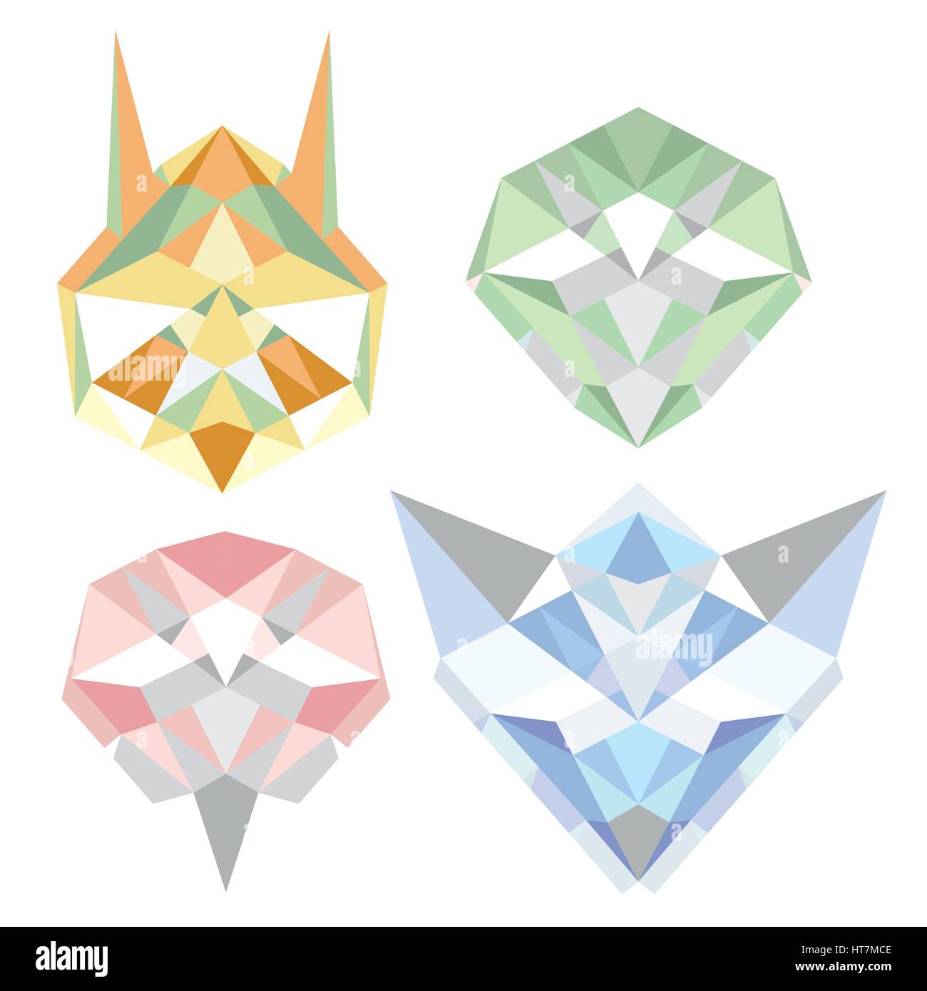 Vektor-Set von isolierten geometrische Polygon Waldtiere Stock Vektor
