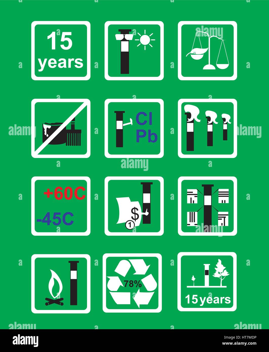 Markierungen in den Bereichen der Pipeline auf grünem Hintergrund Vektor-illustration Stock Vektor