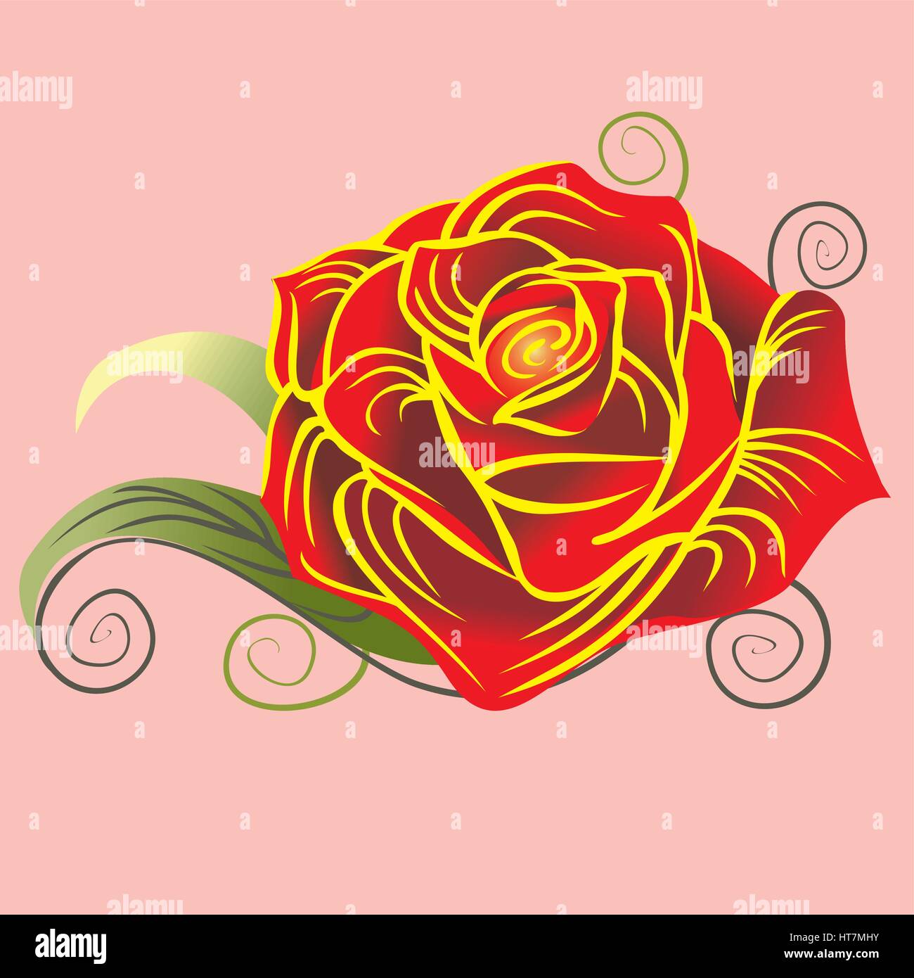 Rote Rose. Vektor-Illustration. Stock Vektor