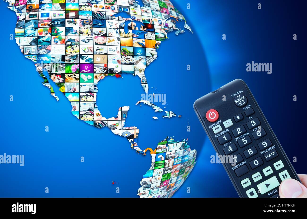 Fernsehen Multimedia-Welt Karte abstrakte Komposition Stockfoto