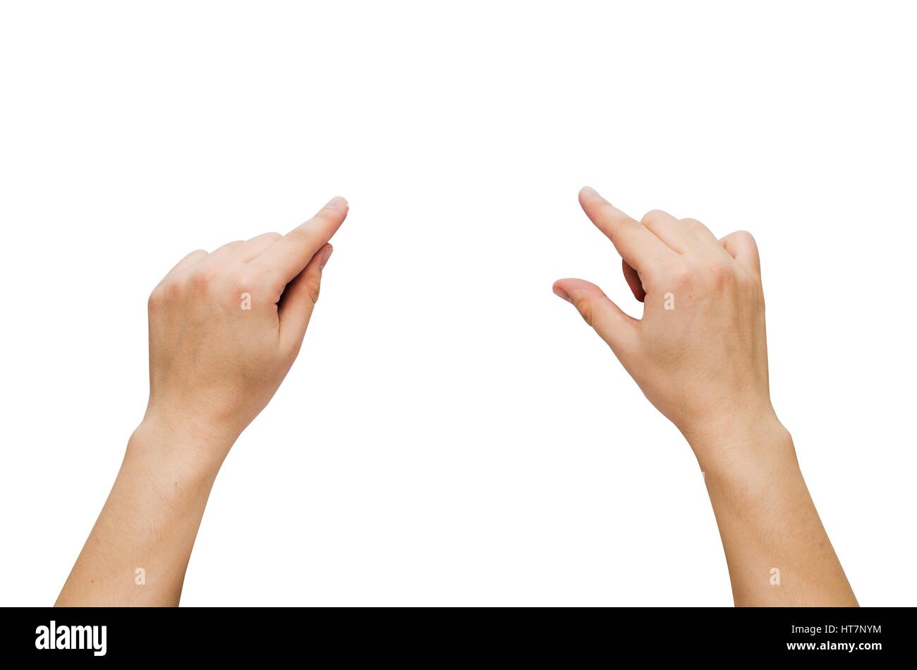 Zwei Hände Geste Satz isoliert auf weiss. Komposition für whiteboard Stockfoto