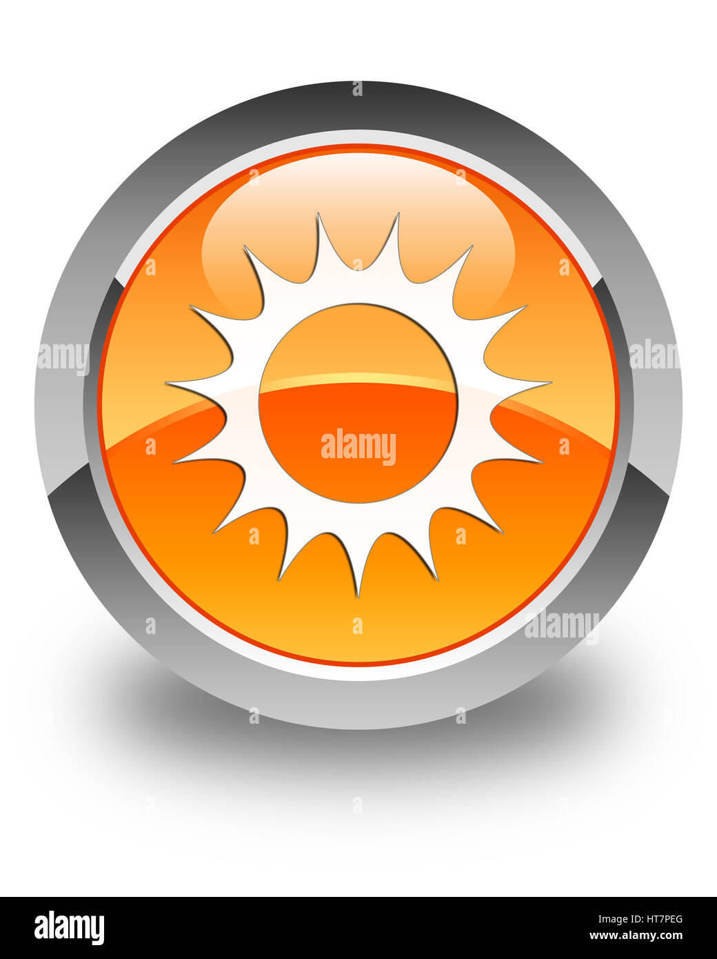 Sonnen-Symbol isoliert auf glänzend Orange Runde Taste abstrakte Abbildung Stockfoto