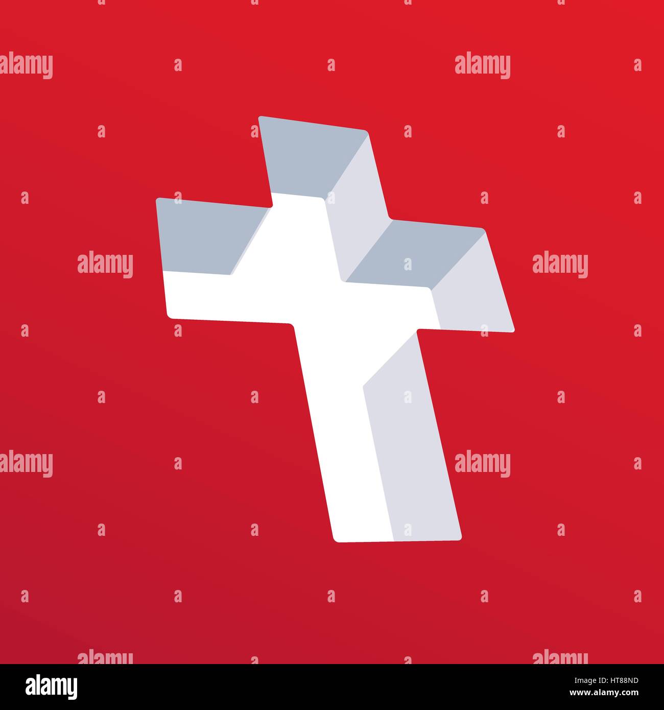 Symbolik des Christentums. Kreuz auf rotem Grund Stock Vektor