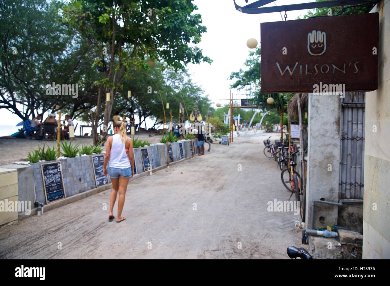 Wilsons Rückzugsschild auf Gili Island Stockfoto