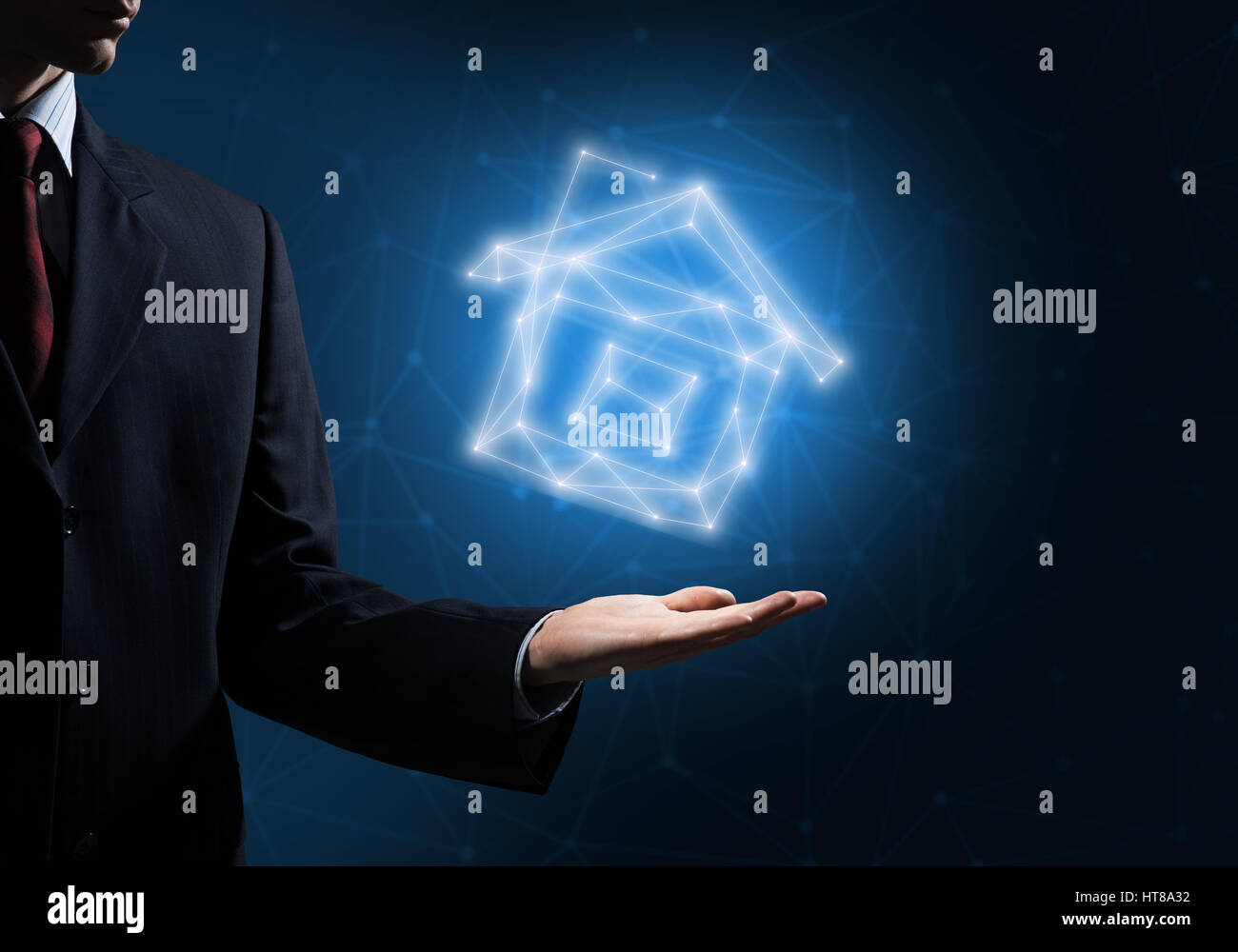 Haus-Symbol in palm Stockfoto