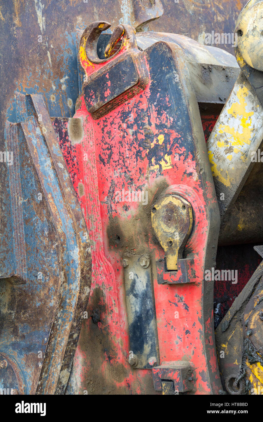 Detail einer heruntergekommenen Baumaschine Stockfoto