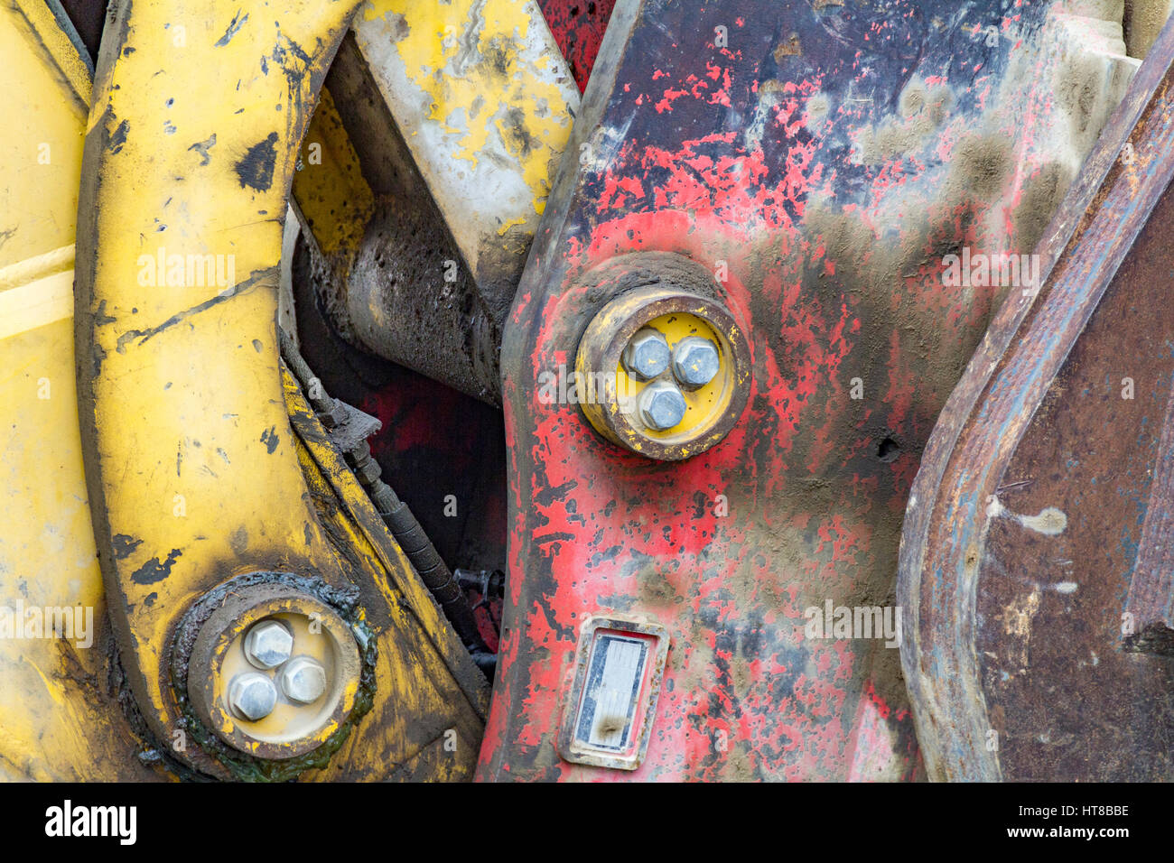 Detail einer heruntergekommenen Baumaschine Stockfoto