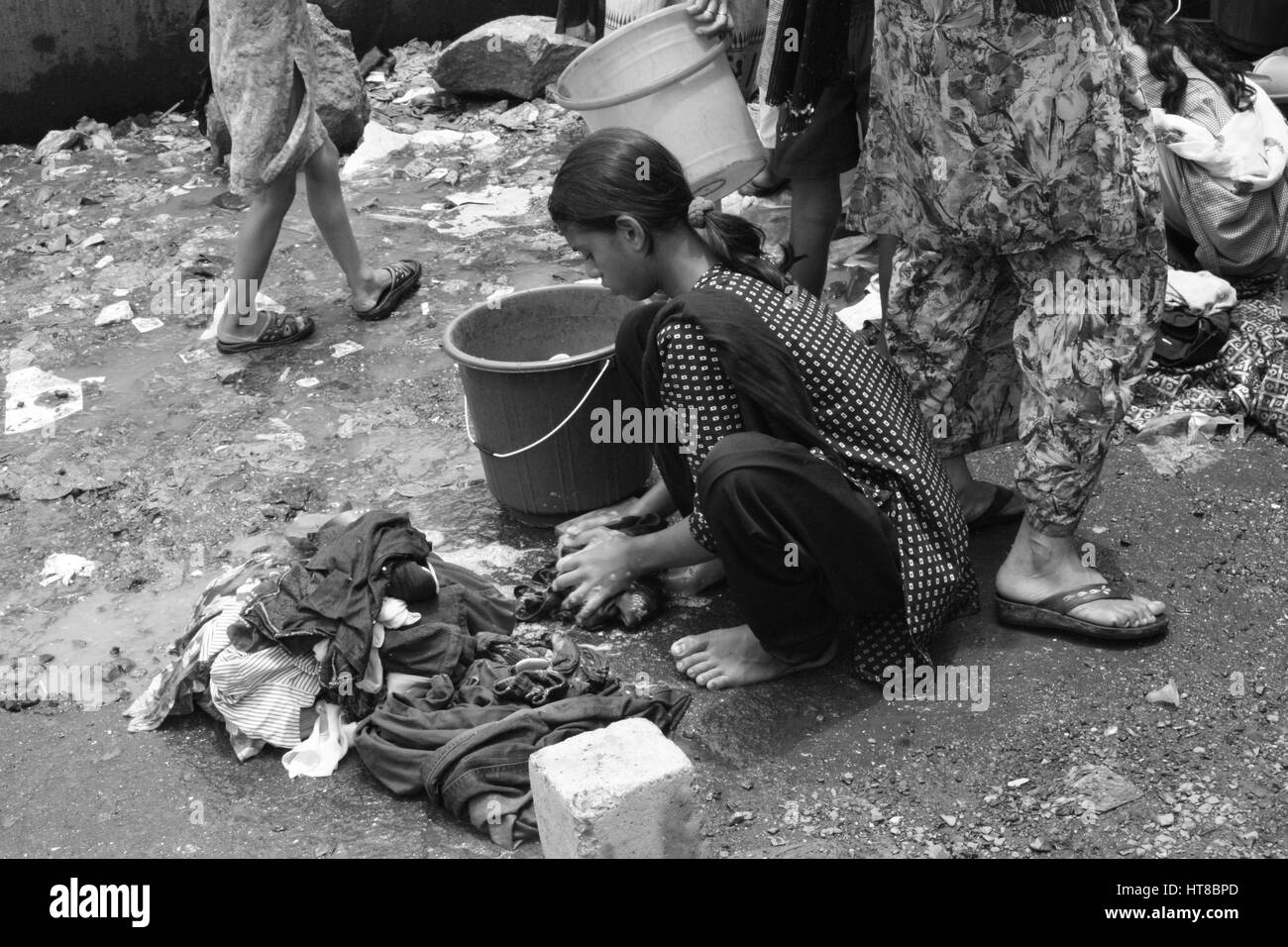 Mädchen ohne Namen Wäsche Stockfoto