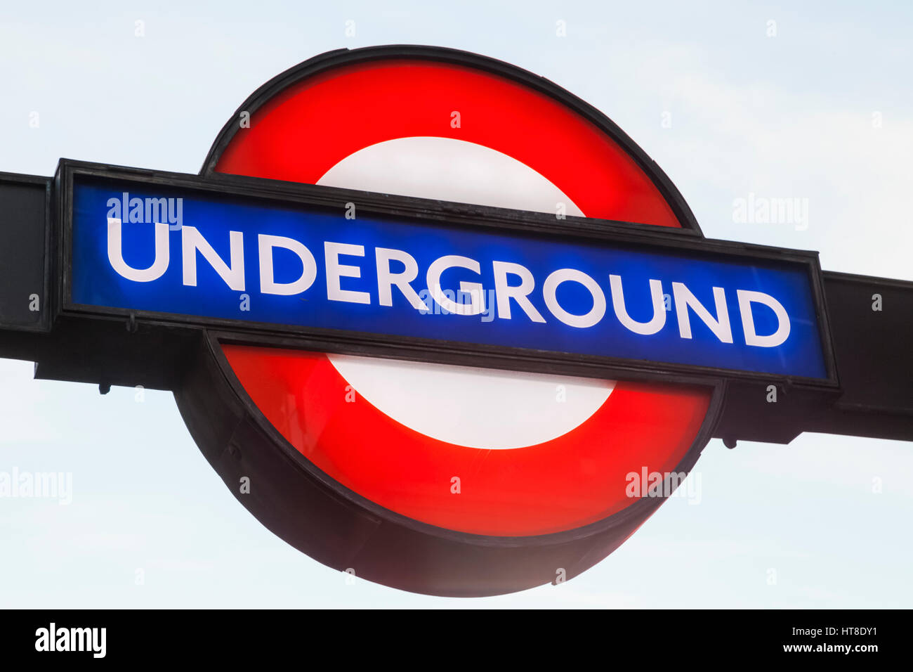 England, London, unterirdische Zeichen Stockfoto