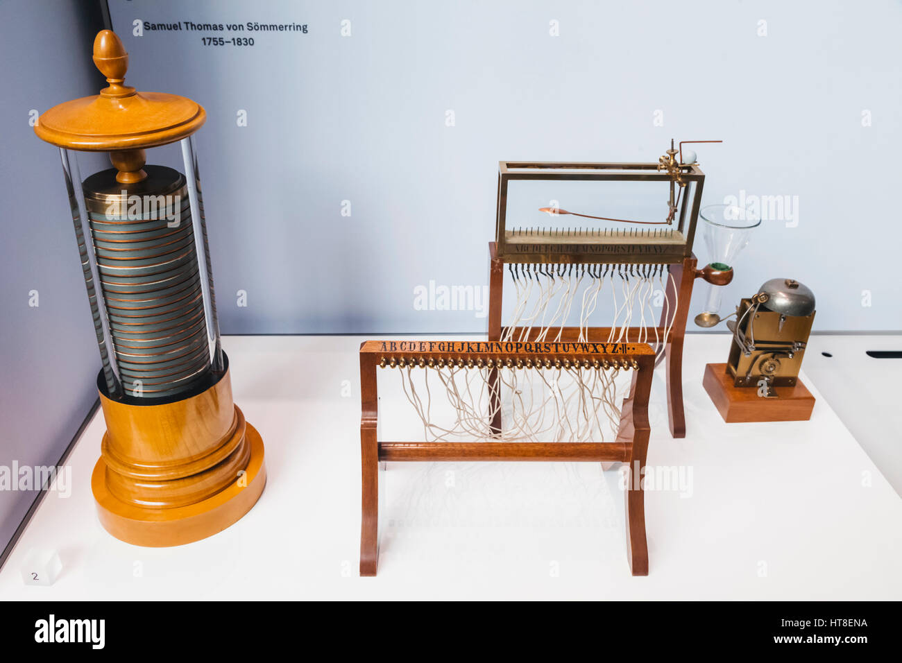 England, London, South Kensington, Science Museum, Samuel von Sommerring elektrochemische Telegraph Maschine Stockfoto