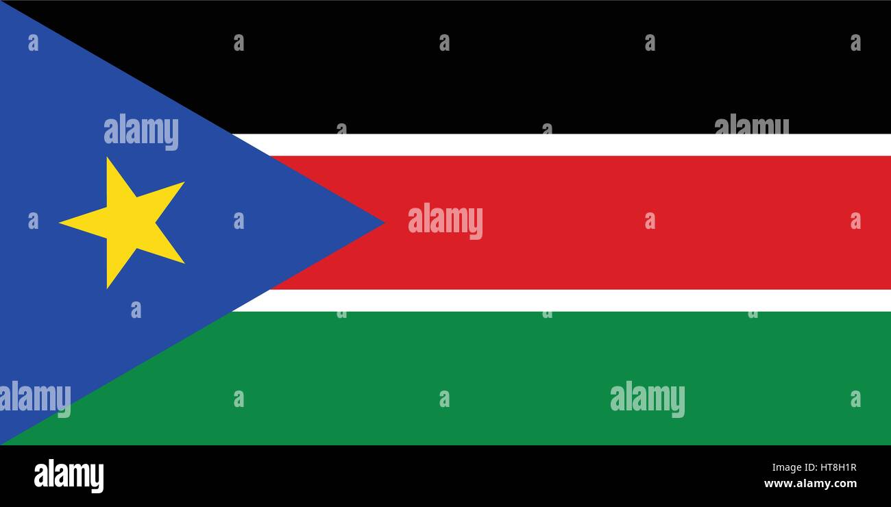 Offizielle Vektor Flagge der Republik Südsudan. Stock Vektor