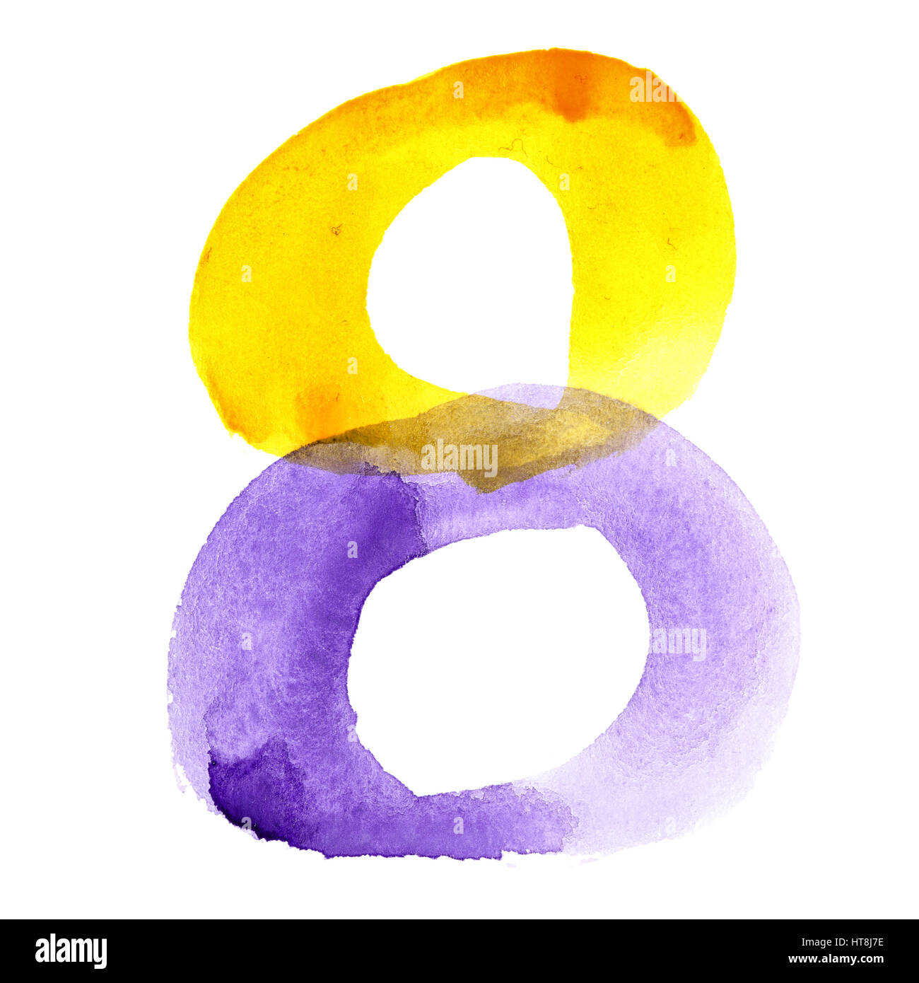 Acht - bunte Aquarell alphabet Stockfoto