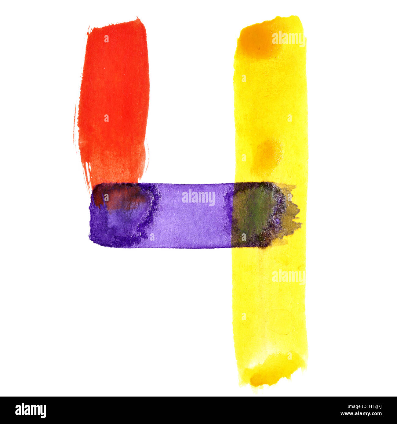 Vier - bunte Aquarell alphabet Stockfoto