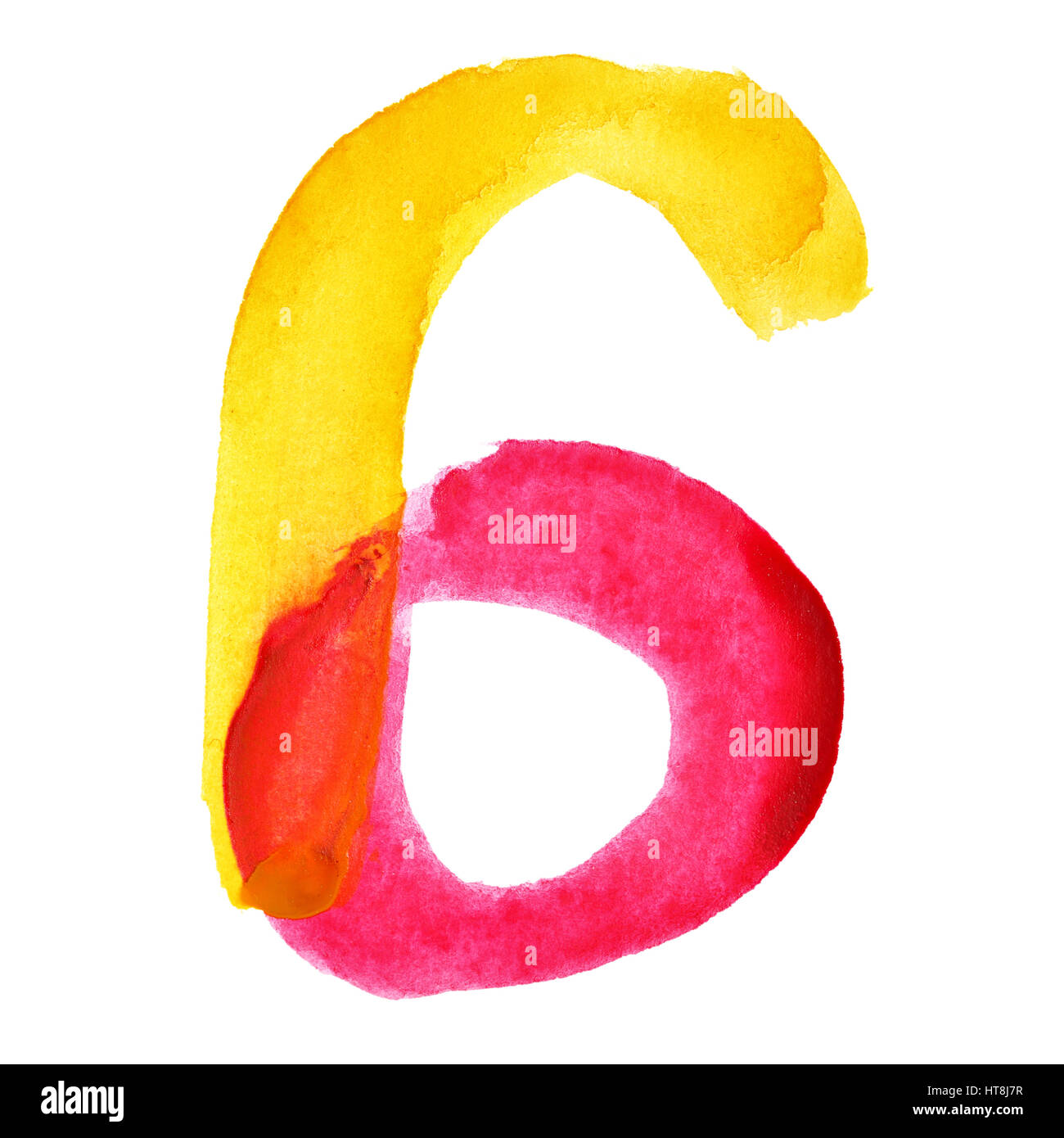 Sechs - bunte Aquarell alphabet Stockfoto