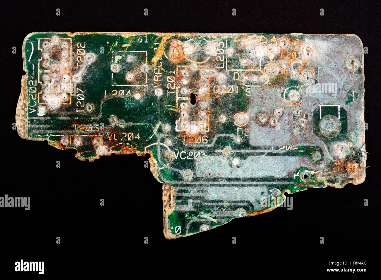 Gedrucktes Leiterplatte, die gefunden wurde, an einen Strand gespült Stockfoto