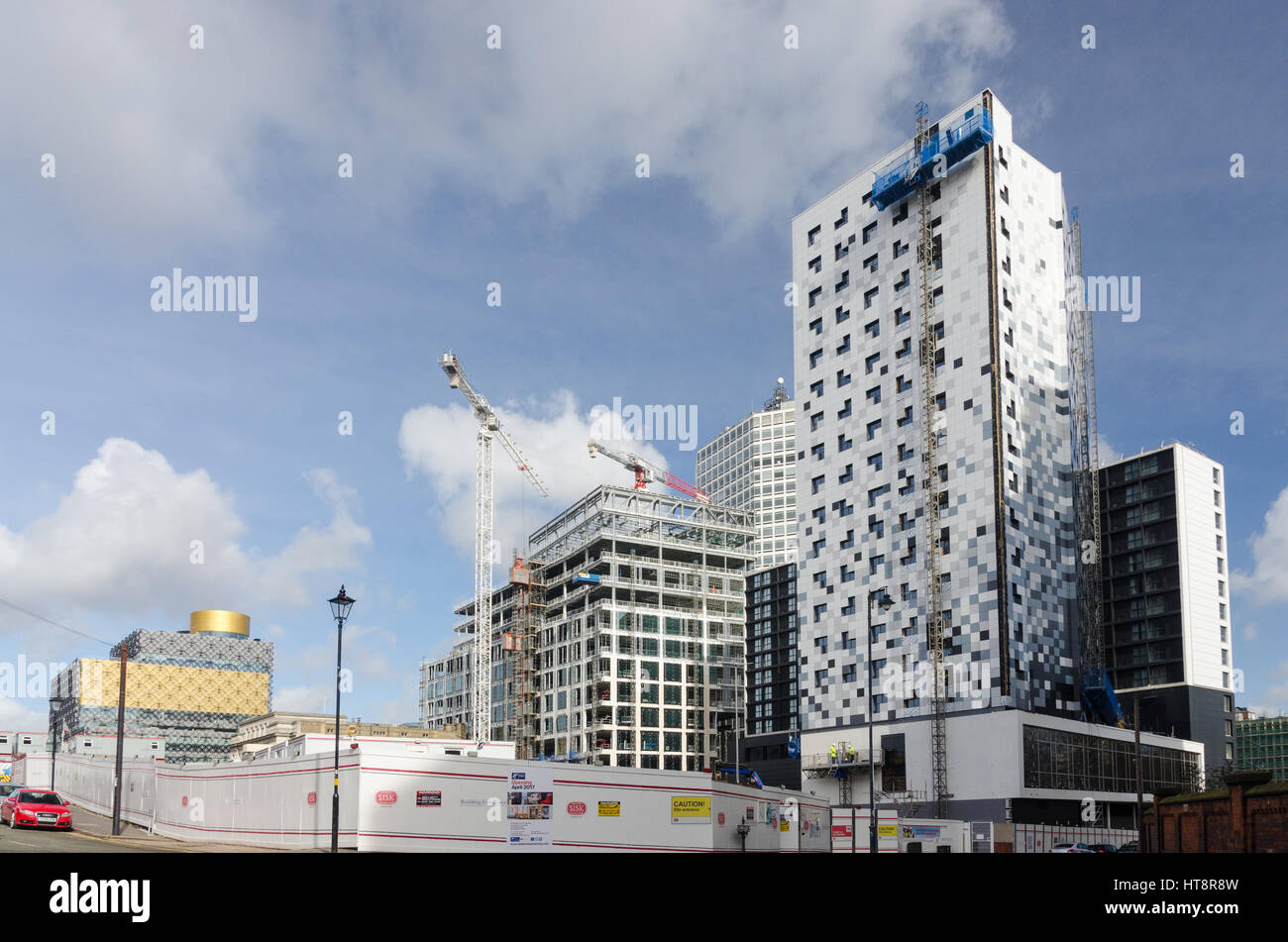 Bau der Stadt-Mitte-Wohnungen in birmingham Stockfoto