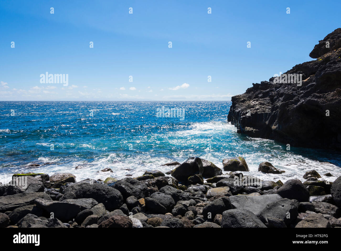 Lava Rock Küste Los Barrancos, Teneriffa, Kanarische Inseln, Spanien Stockfoto