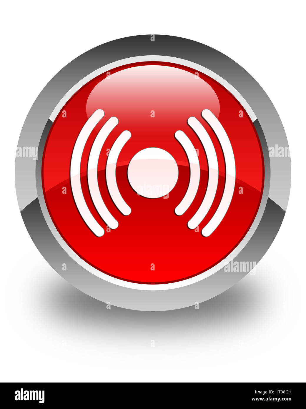 Netzwerk-Signal-Symbol isoliert auf glänzenden roten runden Knopf abstrakte Abbildung Stockfoto
