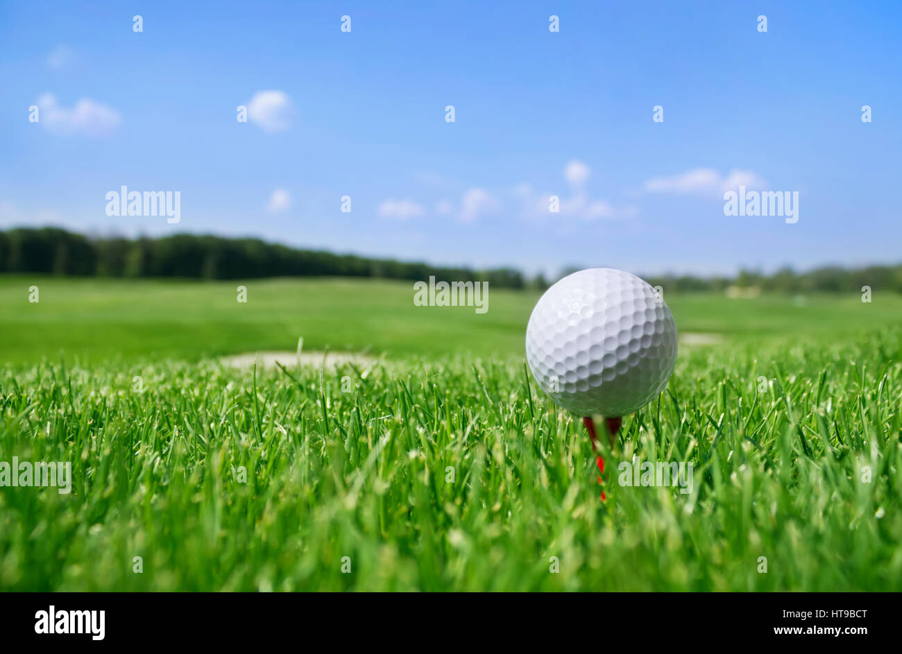 Rasen im freien liegende weiße Golfball Stockfoto