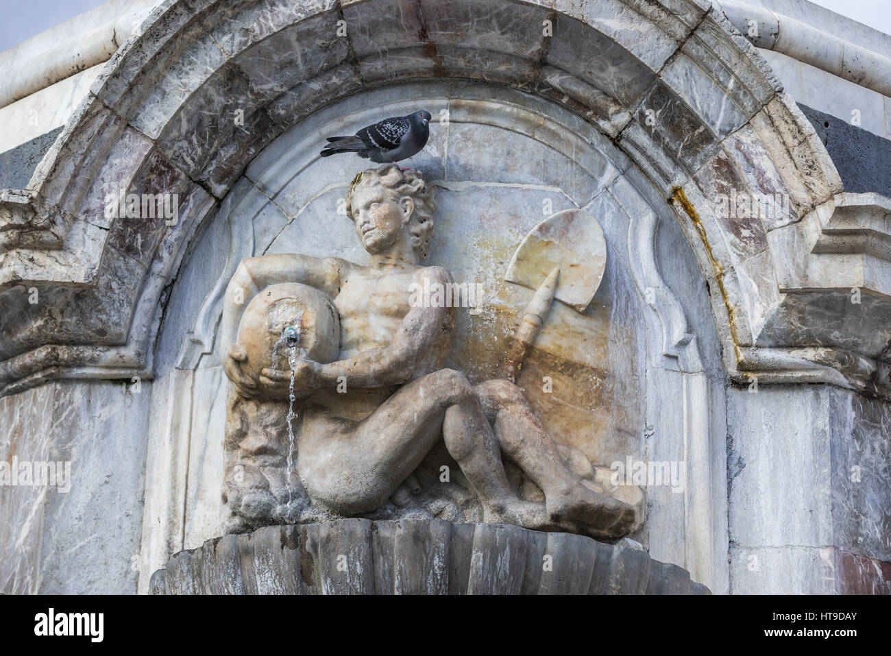 Details der Elefanten-Brunnen (Fontana dell'Elefante auch genannt u Liotru) am Domplatz (Piazza del Duomo), Symbol von Catania, Sizilien, Italien Stockfoto