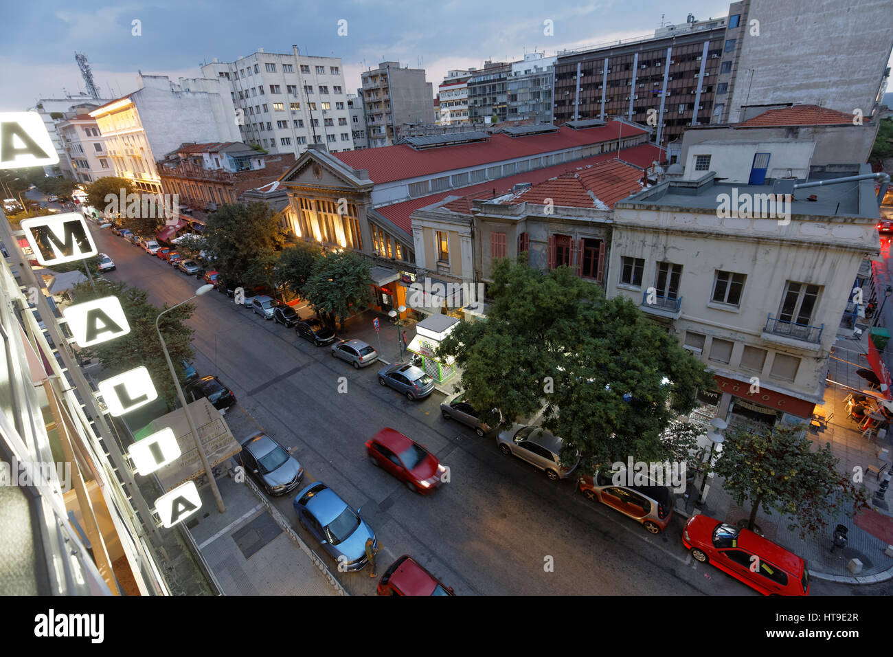 Blick auf Ermou Straße in Thessaloniki, Griechenland Stockfoto