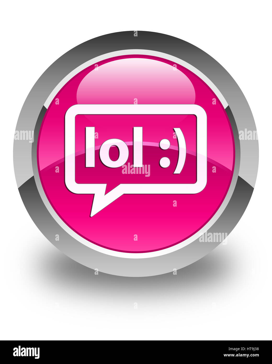 LOL-Blase Symbol isoliert auf abstrakte Darstellung glänzend rosa runden Knopf Stockfoto