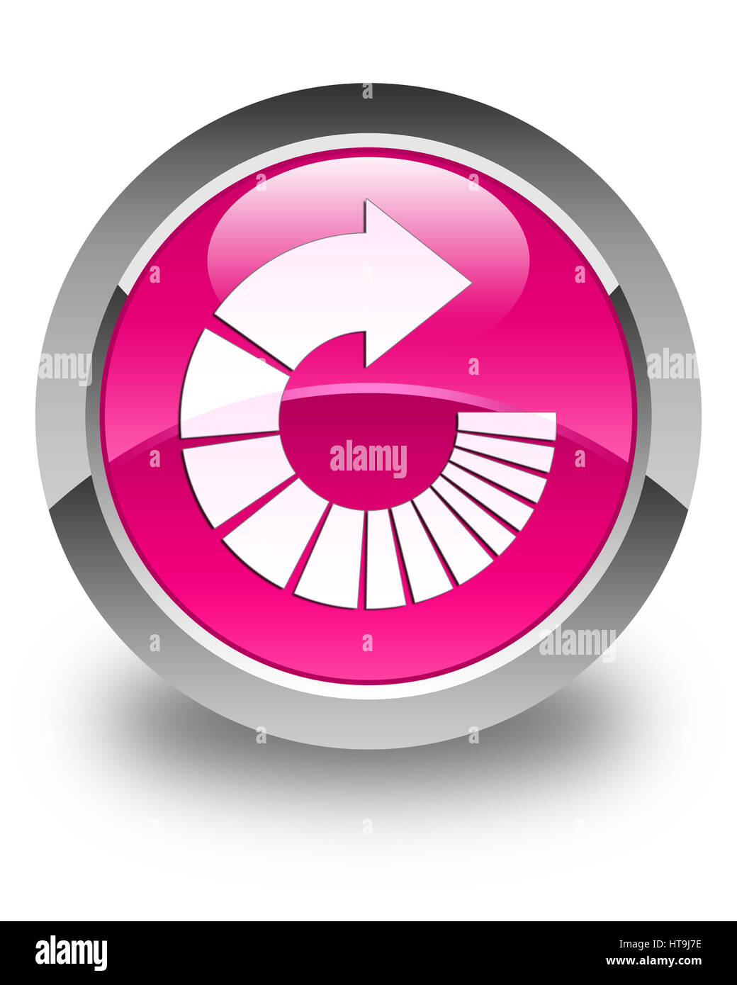 Drehen Sie Pfeil-Icon isoliert auf abstrakte Darstellung glänzend rosa runden Knopf Stockfoto