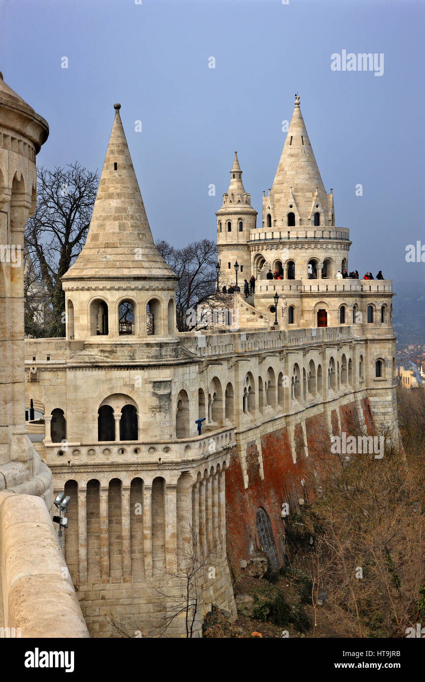 Die "Fisherman's Bastion', Castle Hill (Varhegy), Buda, Budapest, Ungarn Stockfoto