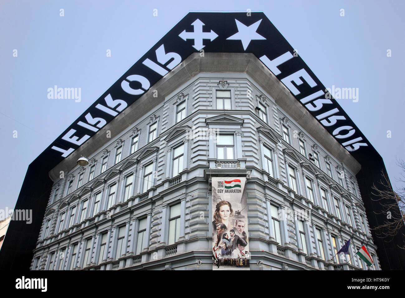Das Haus der Terro Museum, Andrássy Avenue, Budapest, Ungarn. Es enthält Exponate im Zusammenhang mit der faschistischen und kommunistischen Regime im 20.- Stockfoto
