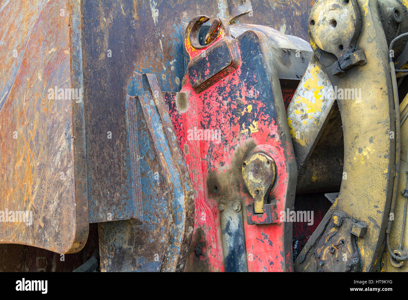 Detail einer heruntergekommenen Baumaschine Stockfoto