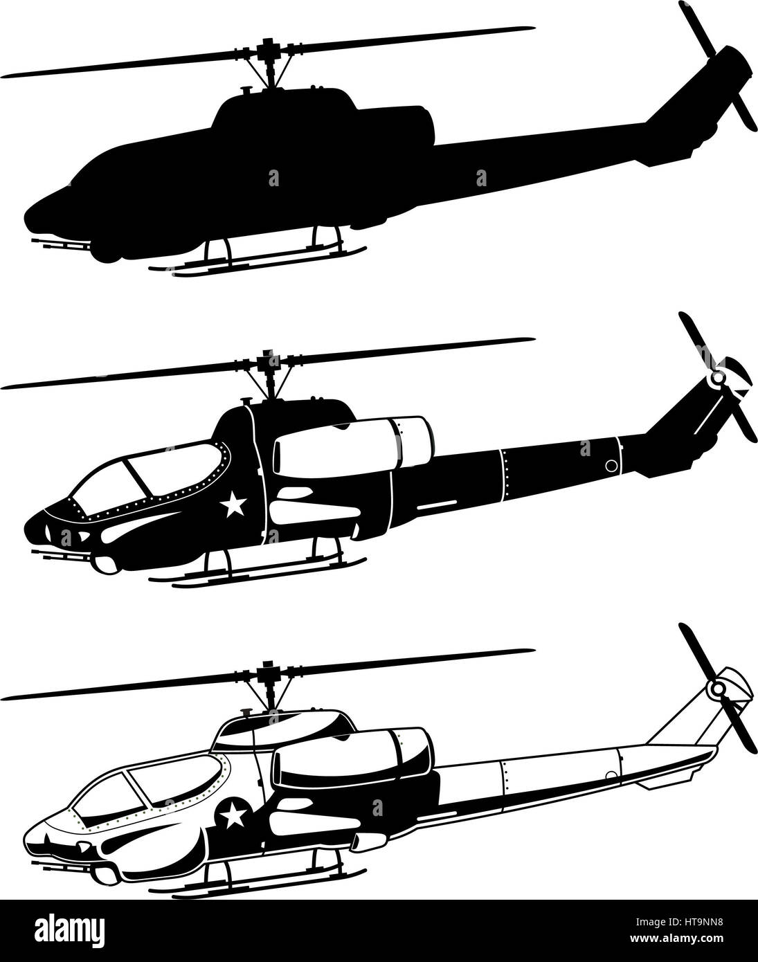 Krieges militärische Hubschrauber Icons Vektor-Illustration. Stockfoto