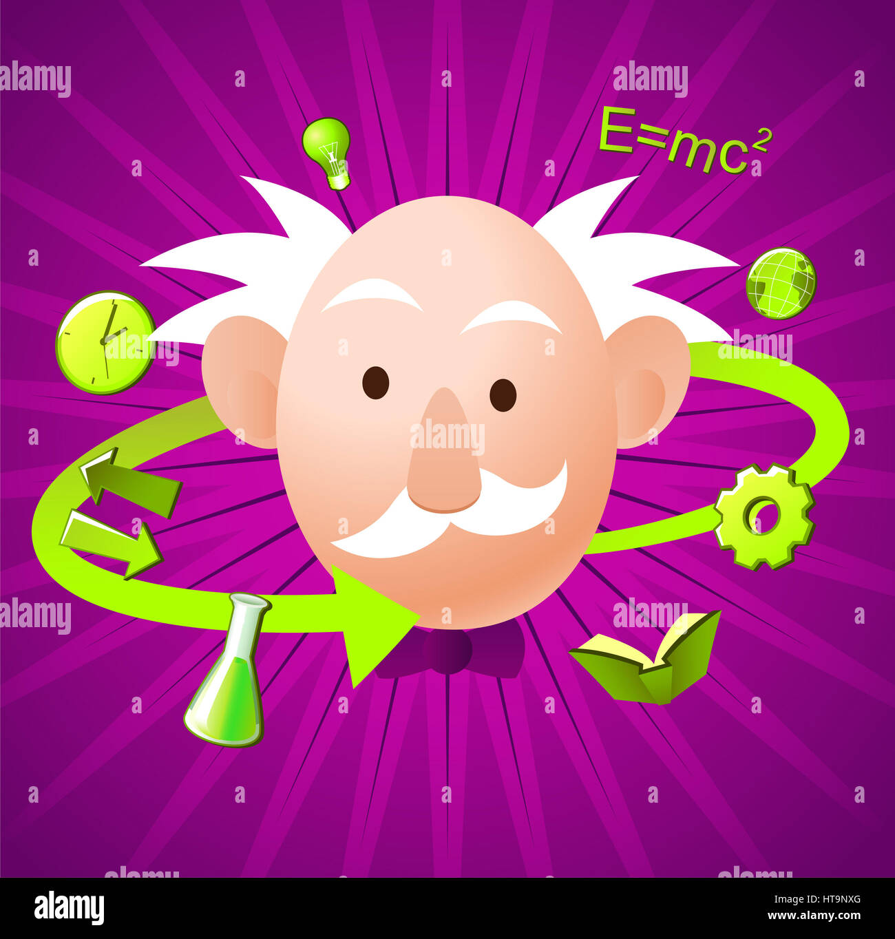 Was ist im Inneren ein Wissenschaftler Verstand? Wissenschaftler Verstand Experte Spezialist Ermittler Laborantin. Vektor-Illustration-Cartoon. Stockfoto