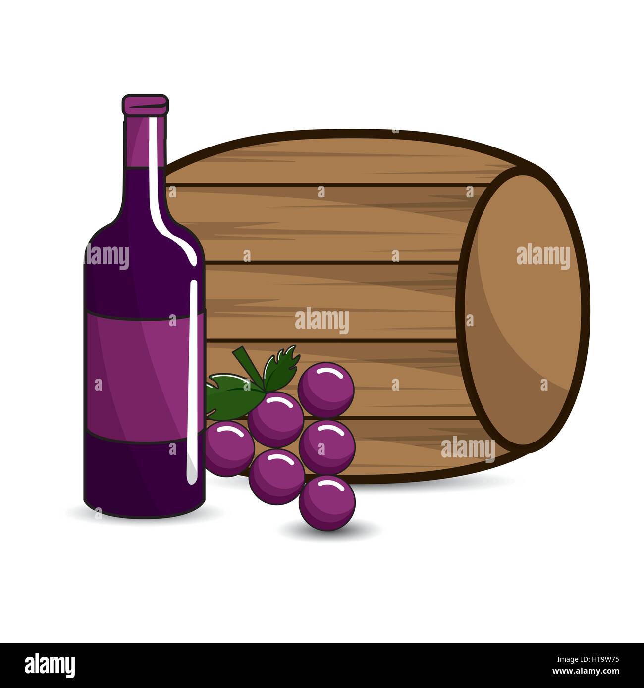 Fass, Flasche Wein und Traubensaft Symbol Stock-Vektorgrafik - Alamy