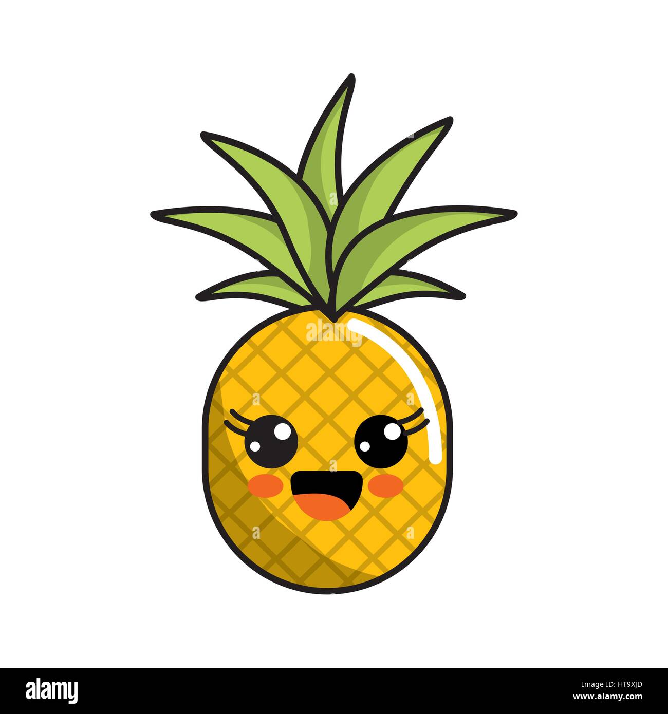 Kawaii glücklich Ananas Farbsymbol Stock-Vektorgrafik - Alamy