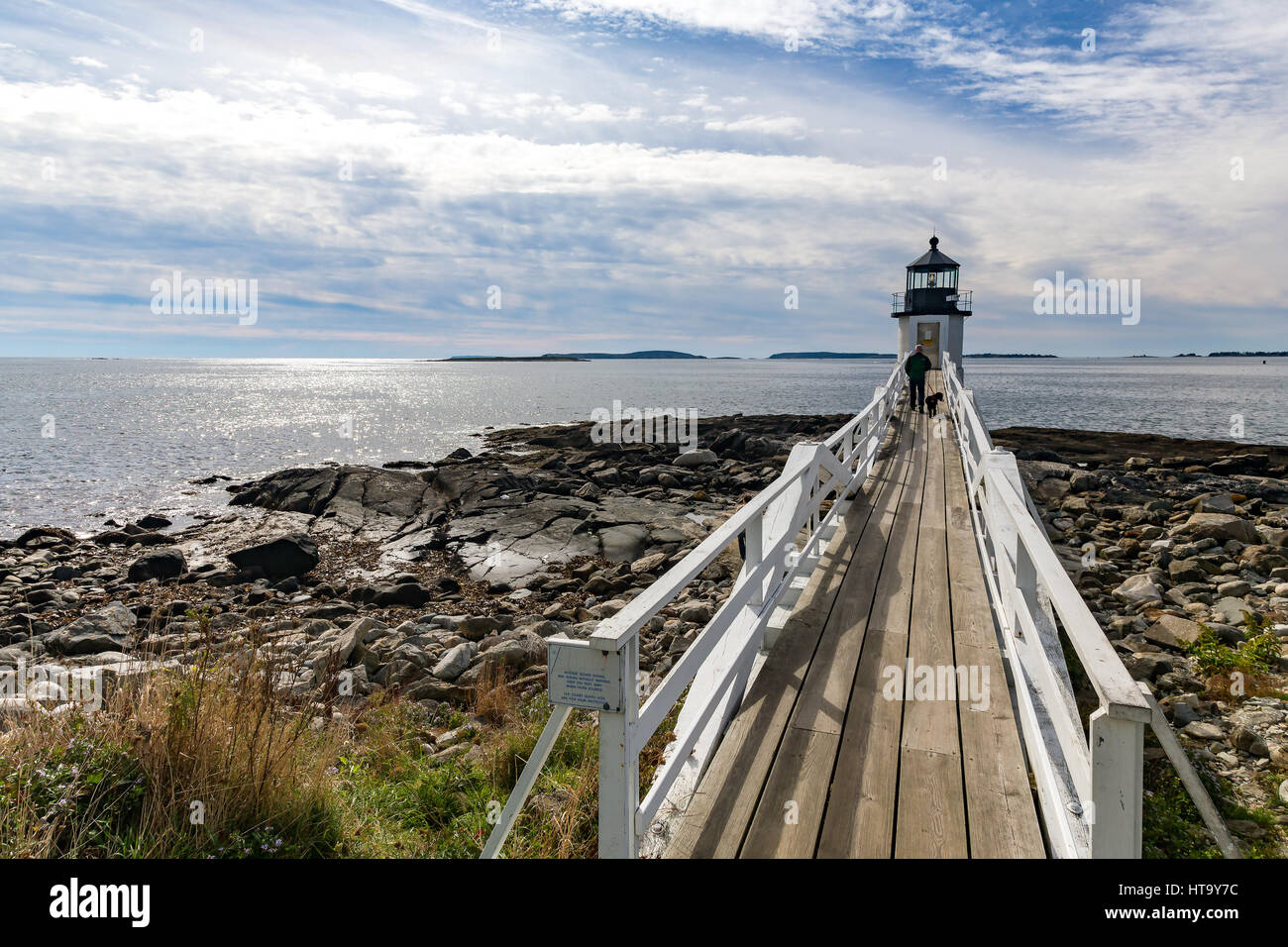 Marshall Point Leuchtturm in Port Clyde, Maine. Dieser Leuchtturm bekannt als der Leuchtturm-Schauspieler Tom Hanks, lief in seiner laufenden Reise in dem Film Forr Stockfoto