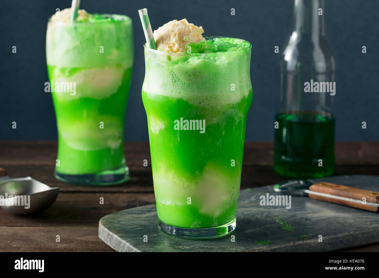 Hausgemachte grüne Ice Cream Soda Float für den St. Patricks Day Stockfoto