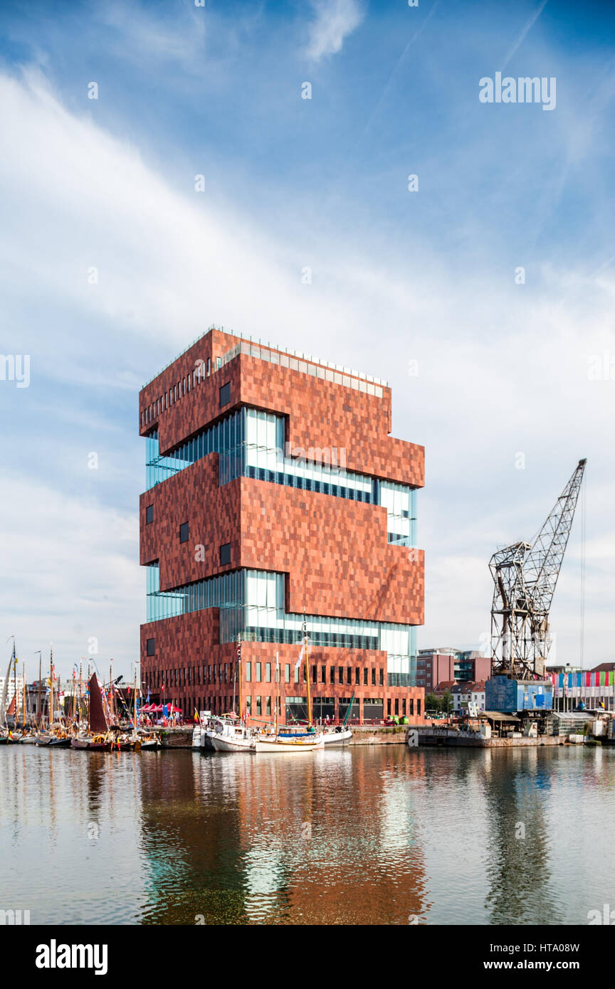 voller Höhe Blick auf das MAS - Museum Aan de Stroom, Antwerpen, Belgien Stockfoto