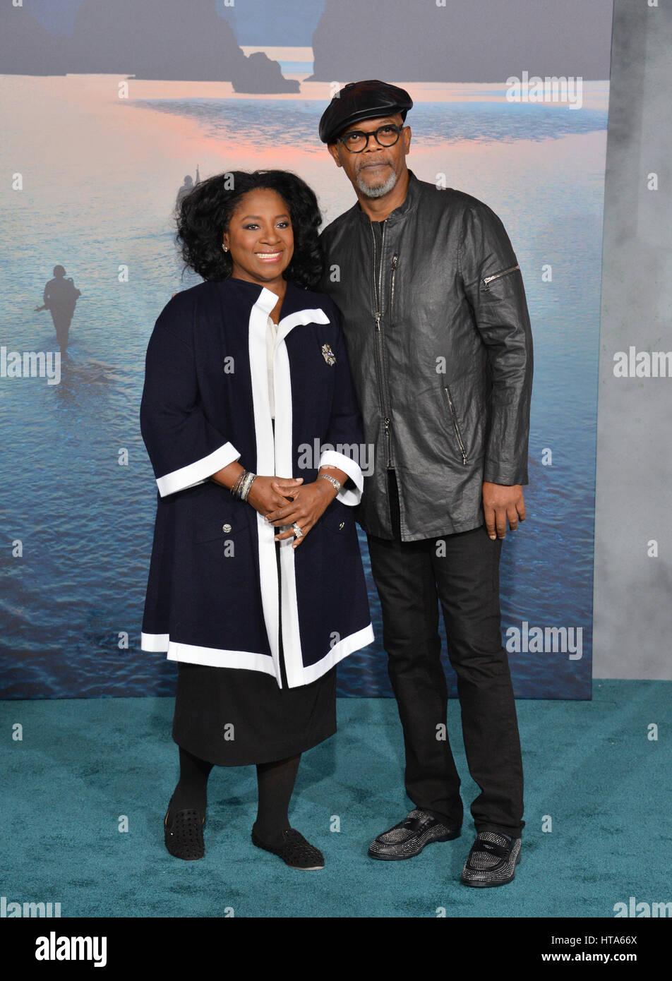 Los Angeles, USA. 8. März 2017. LOS ANGELES, CA. 8. März 2017: Schauspieler Samuel & Frau LaTanya Richardson bei der Premiere für "Kong: Skull Island" bei Dolby Theater, Hollywood. Bildnachweis: Sarah Stewart/Alamy Live-Nachrichten Stockfoto