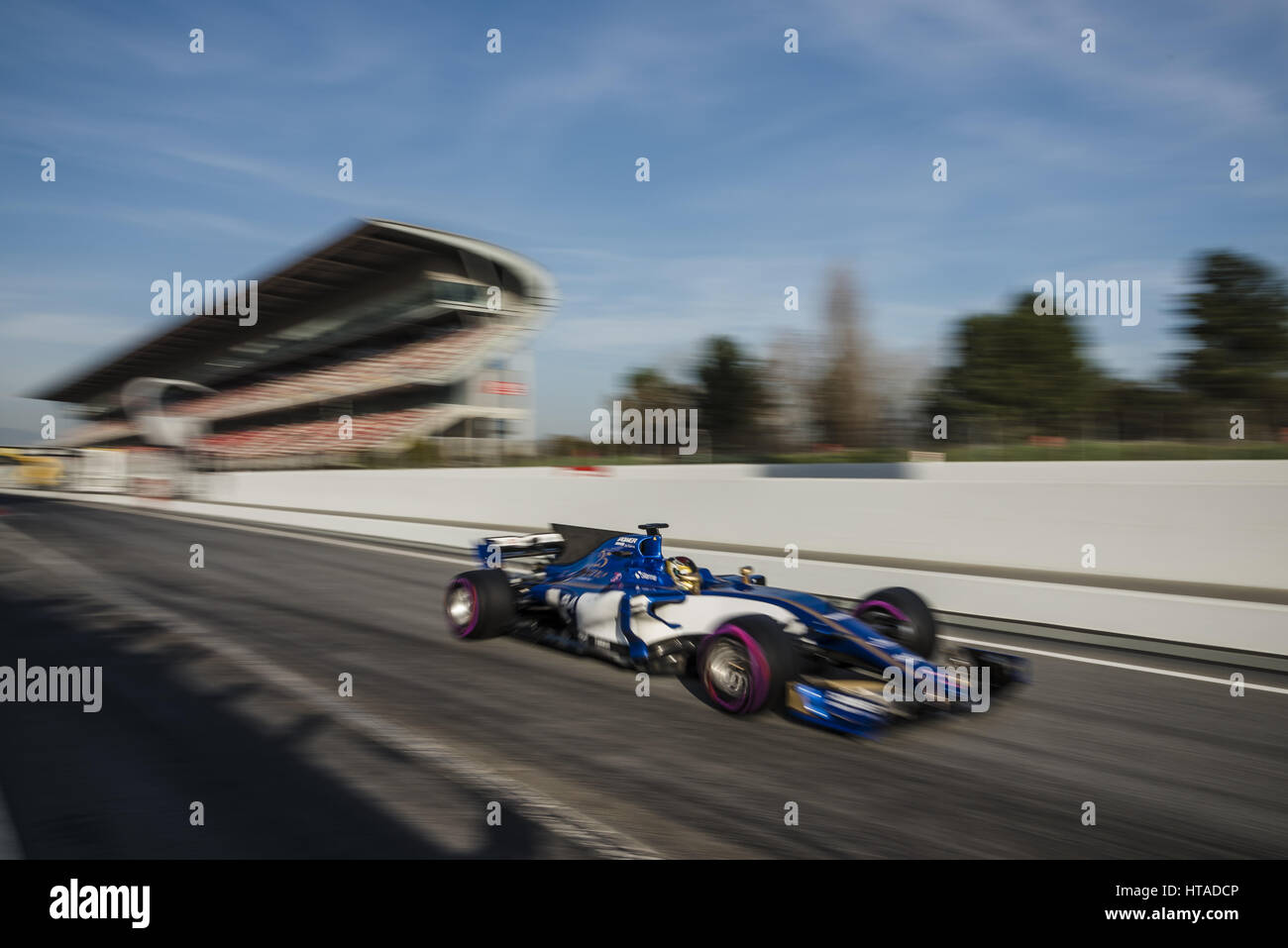 Barcelona, Spanien. 9. März 2017. PASCAL WEHRLEIN (GER) braucht, um die Strecke in seinem Sauber C36-Ferrari am 7.Tag der Formel1 Prüfung am Circuit de Catalunya Credit: Matthias Oesterle/ZUMA Draht/Alamy Live News Stockfoto